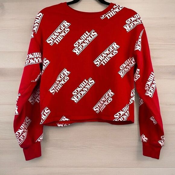 Women's Netflix Stranger Things Graphic Print Sweatshirt Bright Red Small - Picture 1 of 8